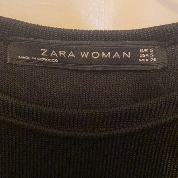 NEW ZARA Black knit Bandage dress wiggle mermaid flare Small RIBBED BODYCON - Picture 9 of 13